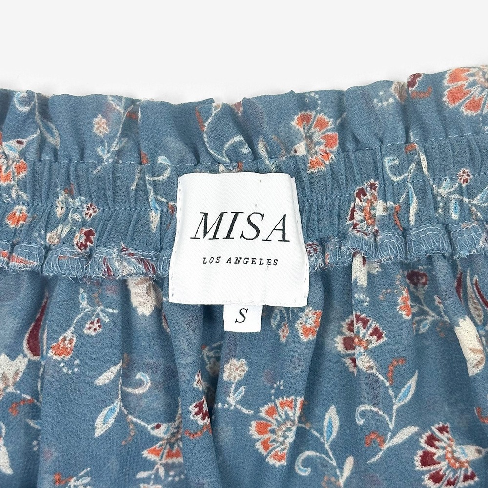MISA Los Angeles Katryna Ruffle Mini Dress Size S Blue Floral Boho Soft Girl - Picture 5 of 6